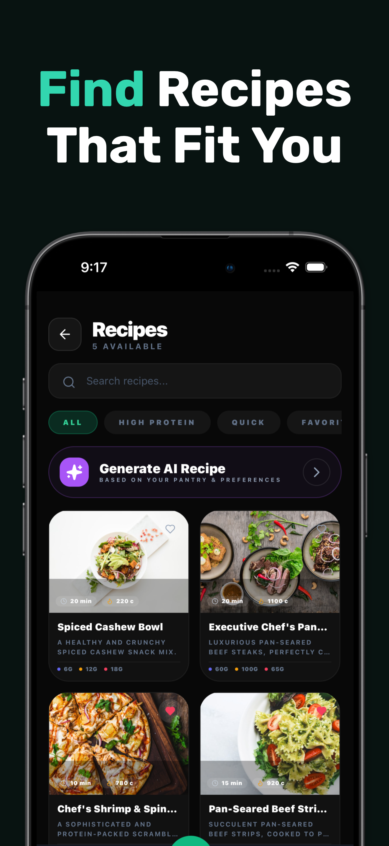 Find Recipes That Fit You