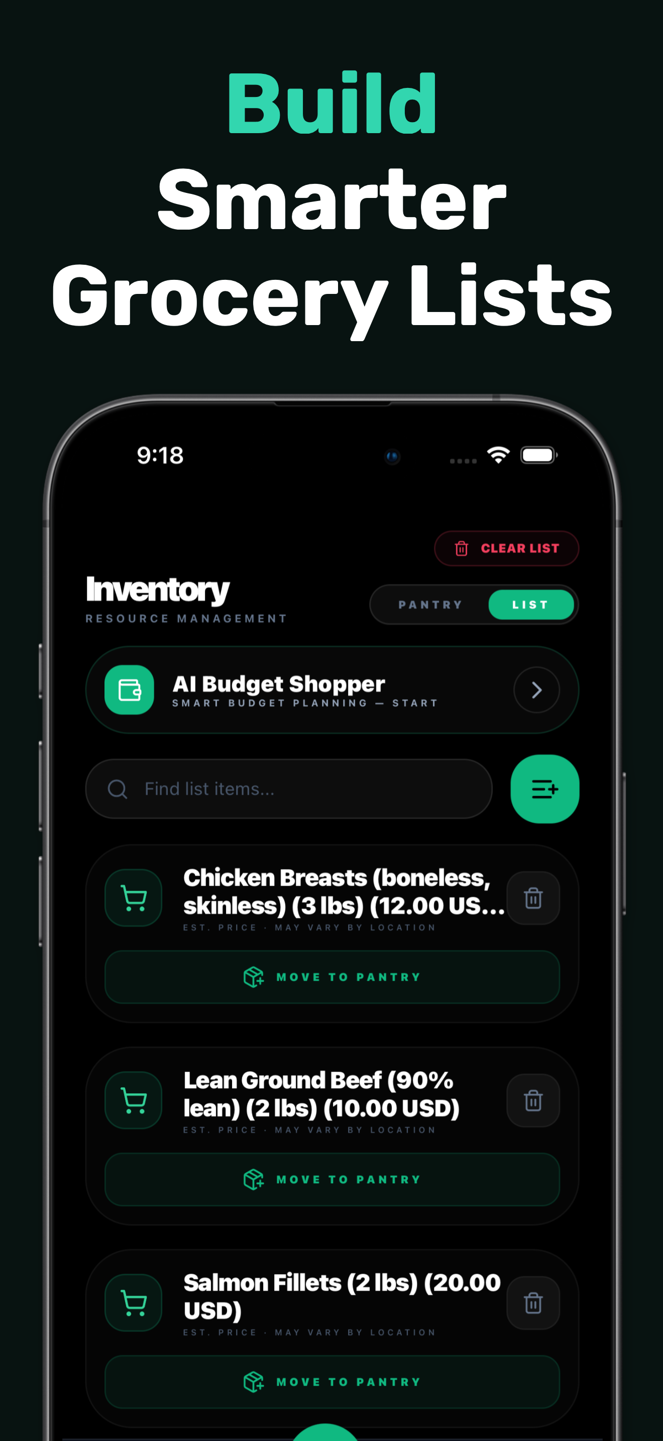 Build Smarter Grocery Lists